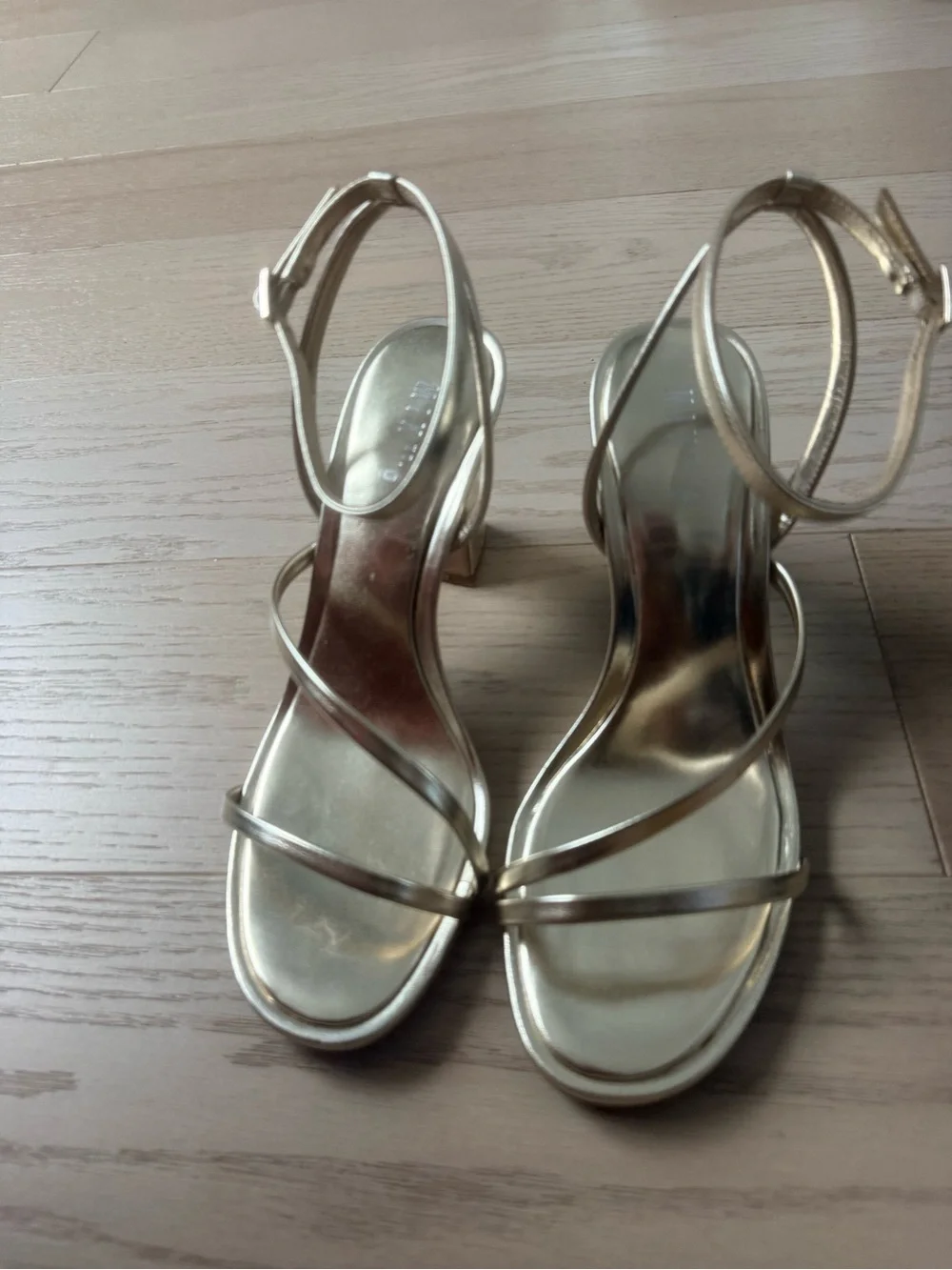 Mix No. 6 Harllow Metallic Gold Strappy Ankle‑Strap Sandals